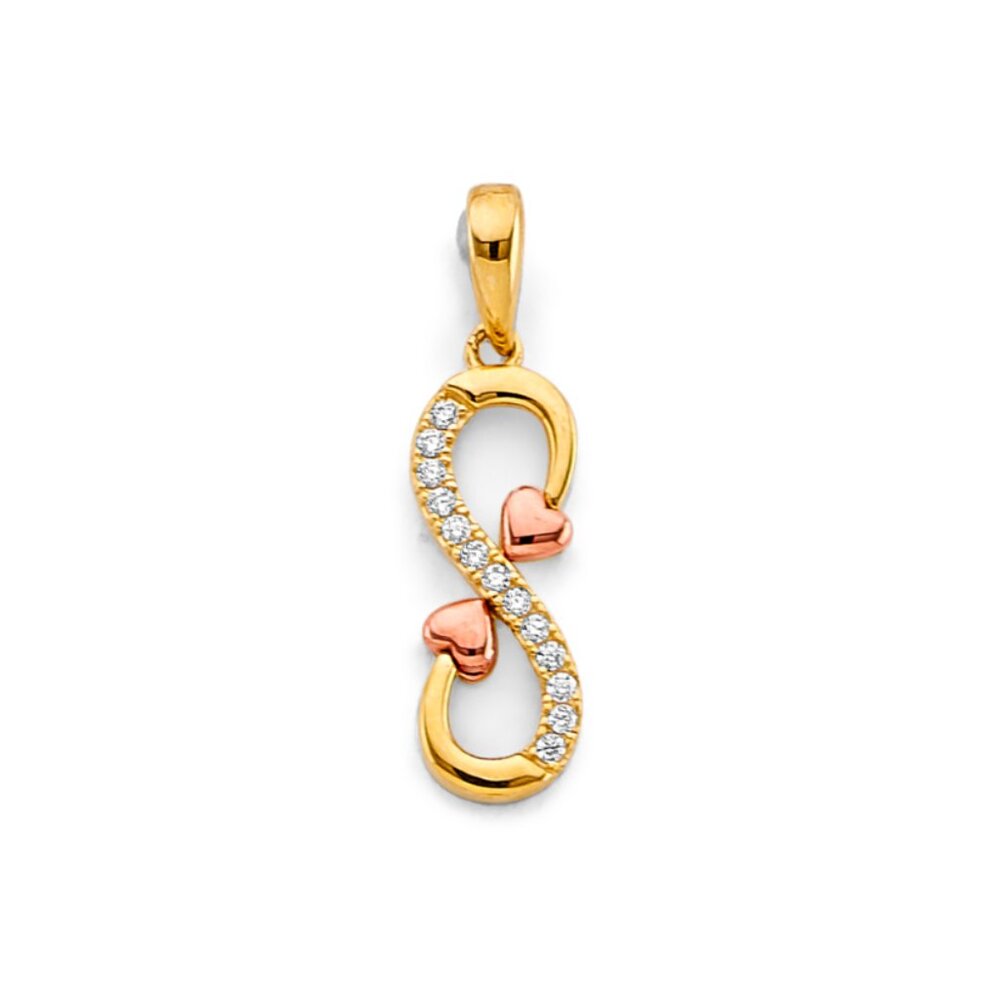 14KT Gold Two Toned CZ Infinity Heart Fancy Pendant